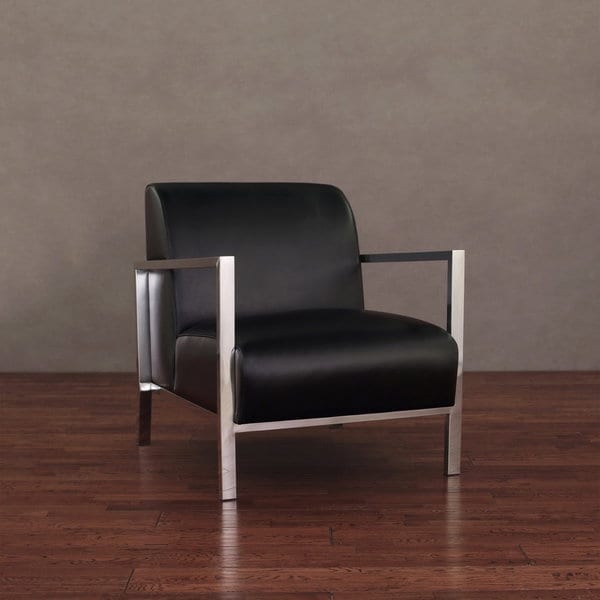 Modena Modern Black Leather Accent Chair Overstock