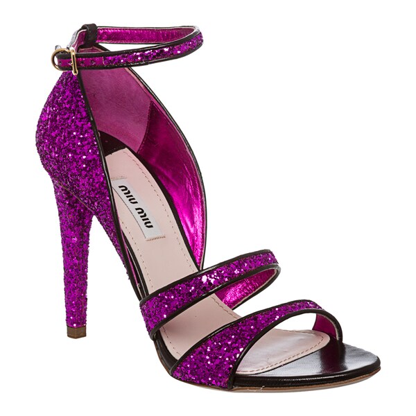 Miu Miu Women's Purple Glitter Stiletto Sandals 15317073