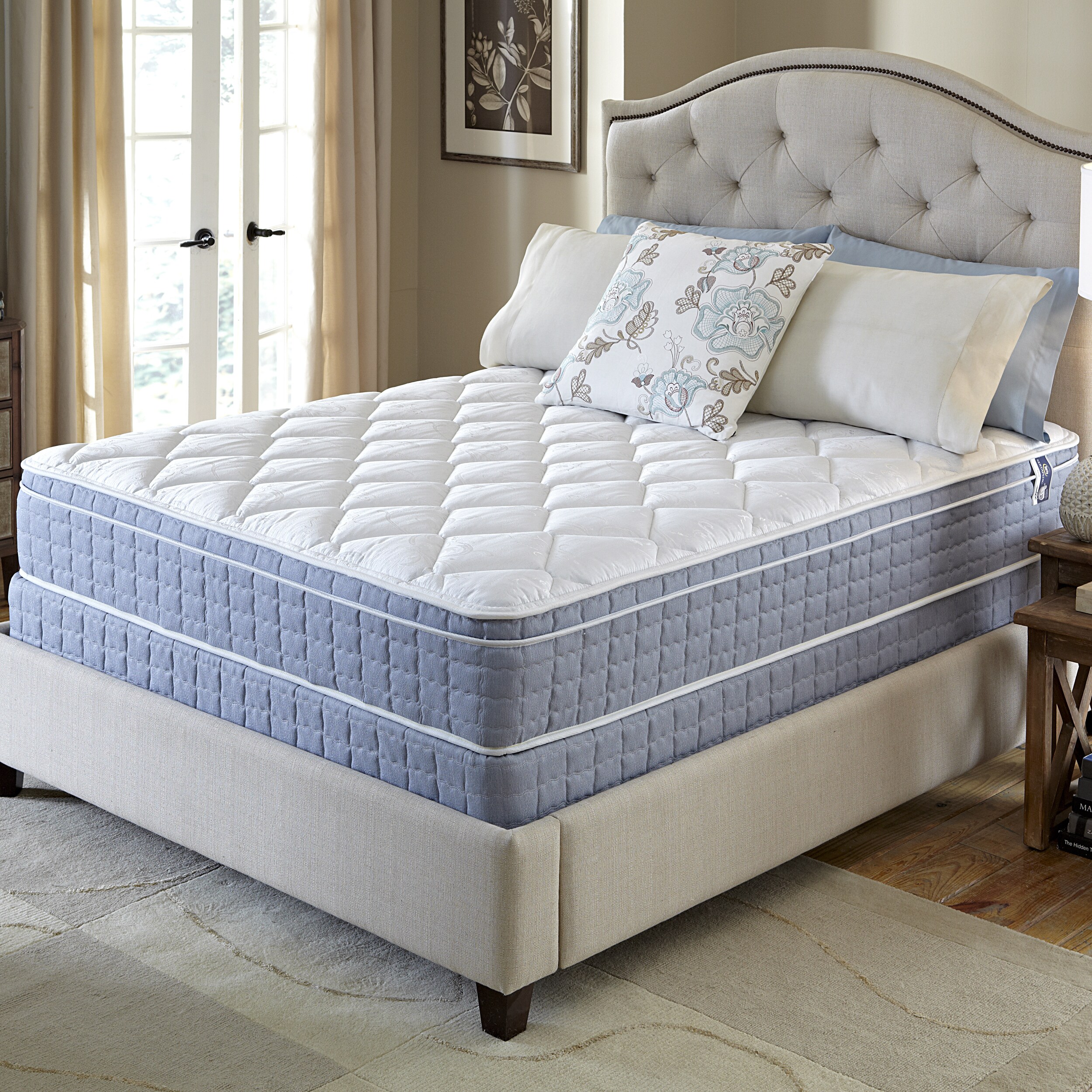 Serta Revival Euro Top Split Queensize Mattress and Foundation Set Overstock Shopping Great