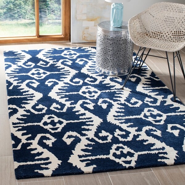 Safavieh Handmade Wyndham Royal Blue/ Ivory Wool Rug - 8'9 x 12'