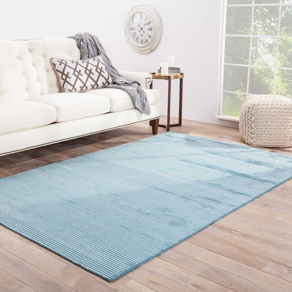 Phase Handmade Solid Aqua Area Rug - 9' X 12'