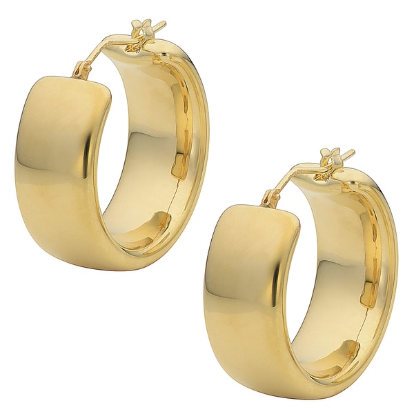 New 547 Wedding Band Gold Earrings Wedding Gold Oro Round Forte Polished Band Earrings Yellow 14k Hoop