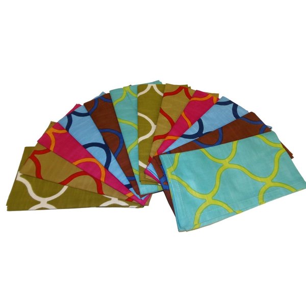 Celebration Multi-colored Assorted 12-piece Tile Printed Dinner Napkin (pack Of 12)