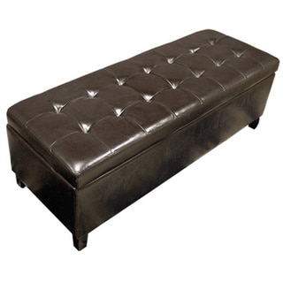 Warehouse of TIffany Faux Leather/Oak Wood Tufted Storage Bench