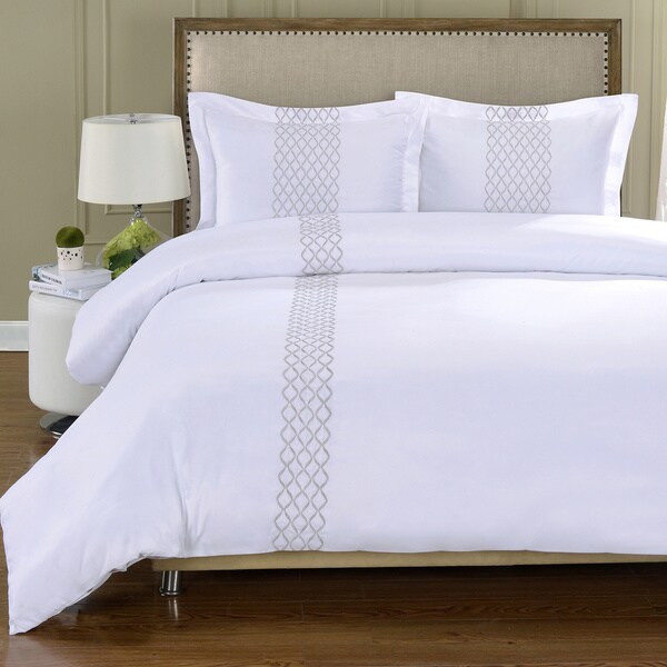 Superior Wrinkle Resistant Embroidered Microfiber Duvet Cover Set