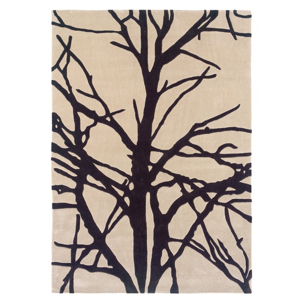 Linon Trio Collection Black/ Grey Tree Silhouette Modern Area Rug - 8' x 10'