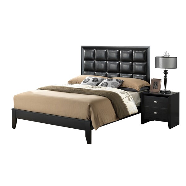 Baxton Studio Carlotta Black Modern Bed With Upholstered Headboard Baxton Studio Carlotta Black Modern Bed With Upholstered Headboard