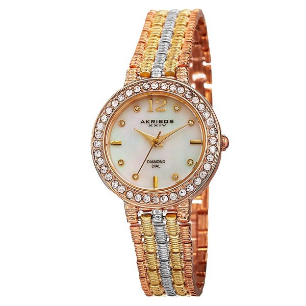 Akribos XXIV Women's Swiss Quartz Diamond-Accented Dial Bracelet Watch