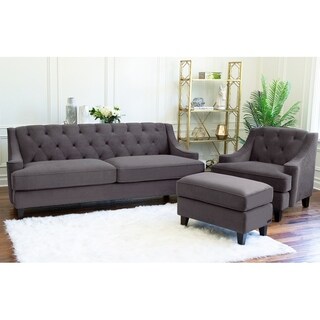 Abbyson Living Claridge Velvet Fabric 3 Piece Dark Grey Furniture Abbyson Living Claridge Velvet Fabric 3
