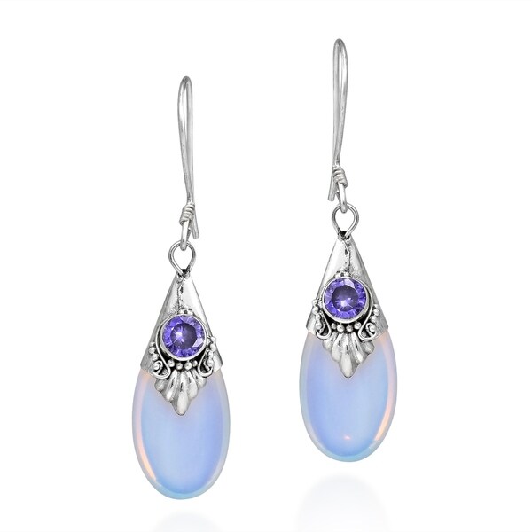 Gorgeous Moonstone Teardrop Sterling Silver Dangle Earrings (Thailand)