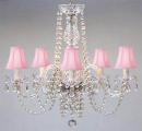 New Authentic All Crystal Chandelier Lighting With Pink Shades