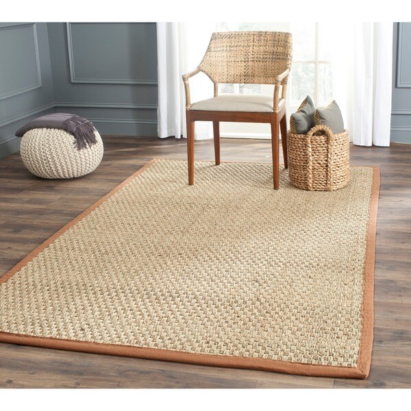 Safavieh Casual Natural Fiber Natural and Brown Border Seagrass Rug - 10' x 14'