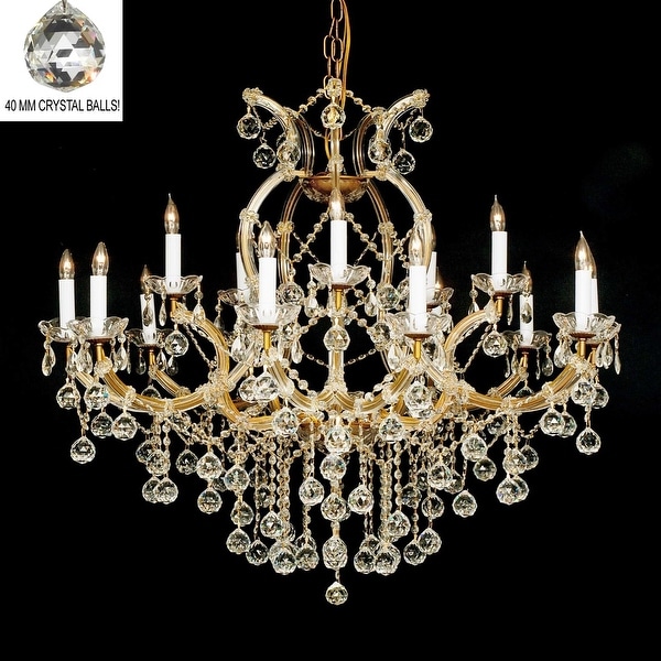 Swarovski Elements Crystal Trimmed Chandelier Lighting With Faceted Crystal Balls H38 x W37