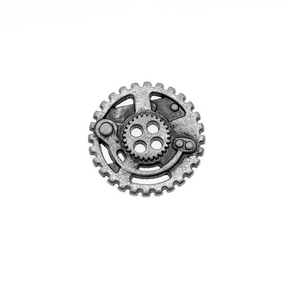 Antiqued Silver Plated Steampunk Gears 4 Hole Button 22.5mm (1) Icon