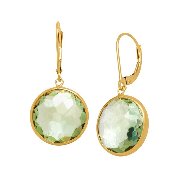 13 ct Green Amethyst Drop Earrings in 14K Gold