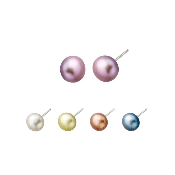 Honora Set of 5 Freshwater Pearl Stud Earrings in Sterling Silver - multi-color