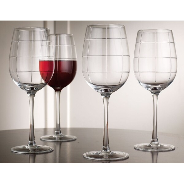 Palais Haut De Gamme Wine & Beverage Glass Collection - Set of 4 (Square Cut Stemmed, 15 Ounce)