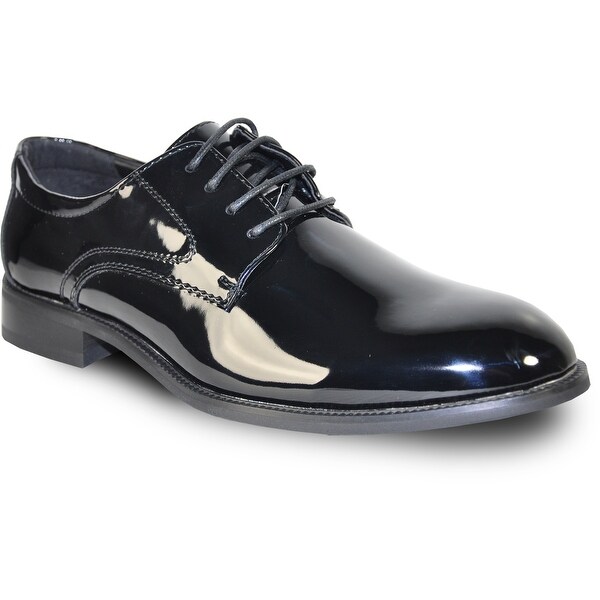 VANGELO Men Dress Shoe TAB Oxford Formal Tuxedo for Prom & Wedding Shoe Black Patent -Wide Width Available