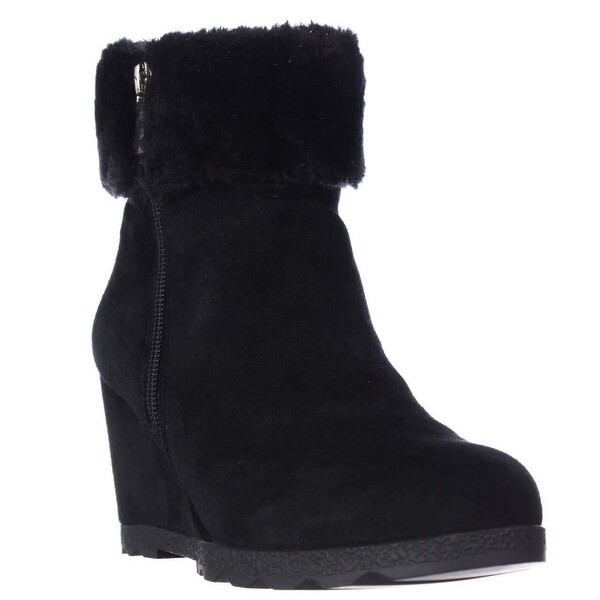 A35 Oreena Wedge Winter Ankle Booties, Black