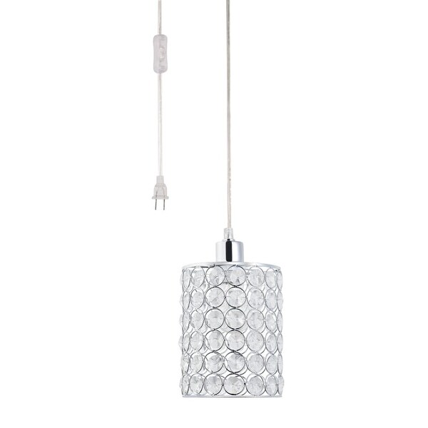 Globe Electric 65142 1 Light 7" Wide Pendant with Crystal Cylinder Shade