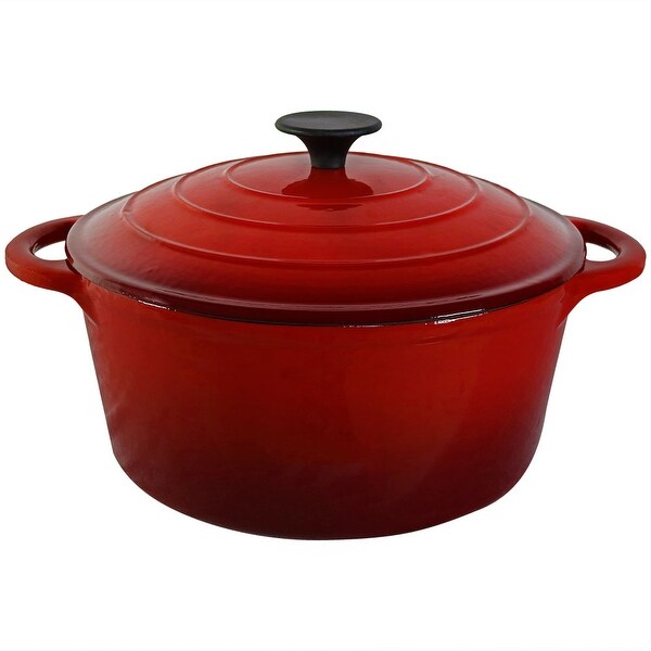Sunnydaze Red Enamel Cast Iron Pot Pre Seasoned 9 Inch 5 Quart
